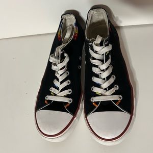 4/$20 ANQILA Women Canvas Shoes Low Top Lace Up Rainbow Black, Sz:9
